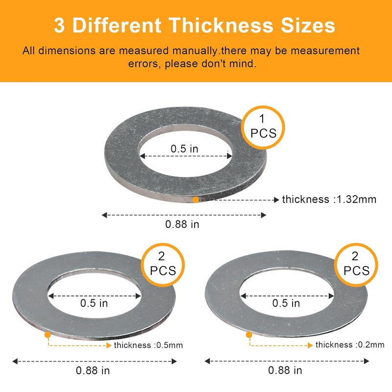 HEBRAR 26140 Distributor Gear Shim Kit Compatible with GM and for Chrysler, Accel Shim Kit, Multiple Specifications Gear Kit 2 PCS Thickness 0.5mm and 0.25mm,1 PCS 1.32mm Thick Shims - Image 2